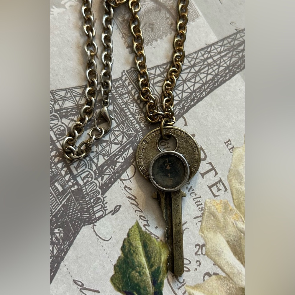 Vintage Repurposed Typewriter Button and Key Necklace